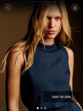 NWT Sézane Editions ABELINA Top SZ 6 Sleeveless Navy Linen with Braid Trim 🇫🇷